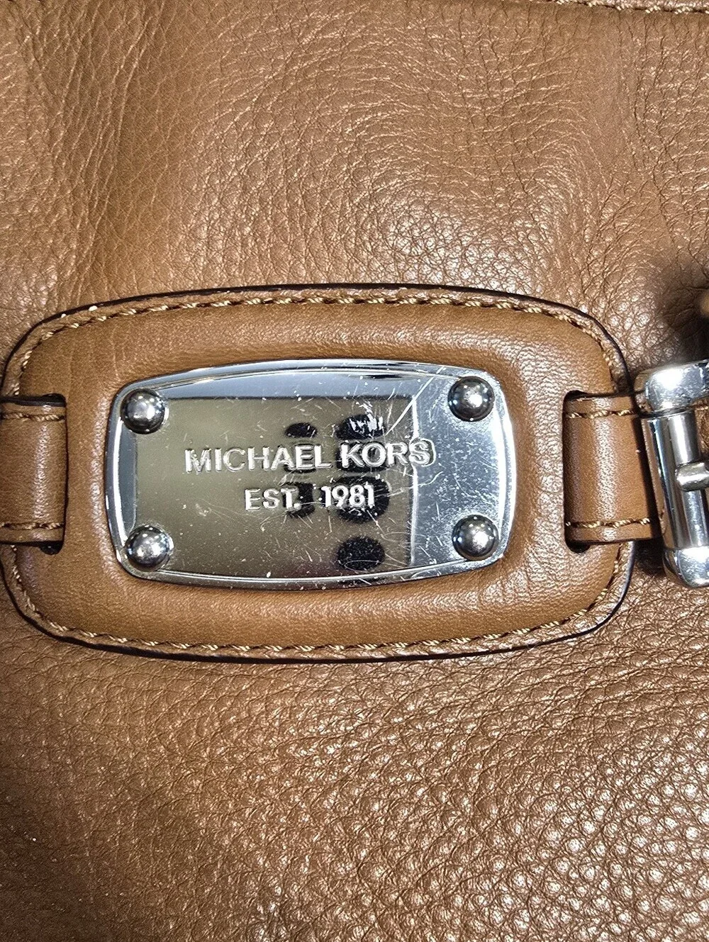 MICHAEL KORS Tan Leather Satchel with Gold Hardware